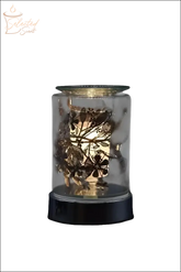Selected Scent Electric Decorative Warmer with floral design and glass cover on black base