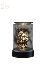 Selected Scent Electric Decorative Warmer with floral design and glass cover on black base