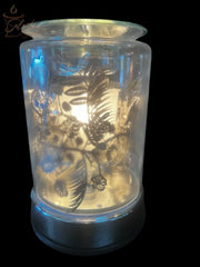 Selected Scent Electric Decorative Warmer with frosted glass floral design and soft glowing light