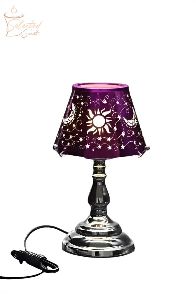 Selected Scent electric decorative warmer with celestial purple lampshade and metal base