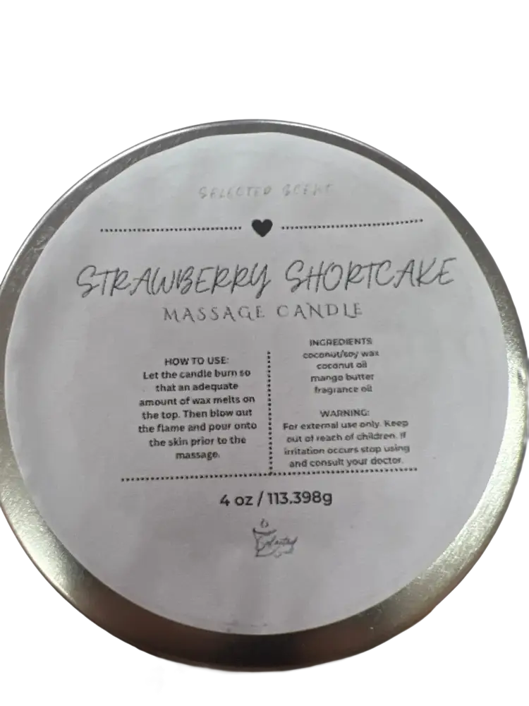 Strawberry shortcake massage candle 4 oz. With mango butter