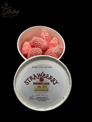 Selected Scent strawberry shortcake wax melts for fragrance in a white round container