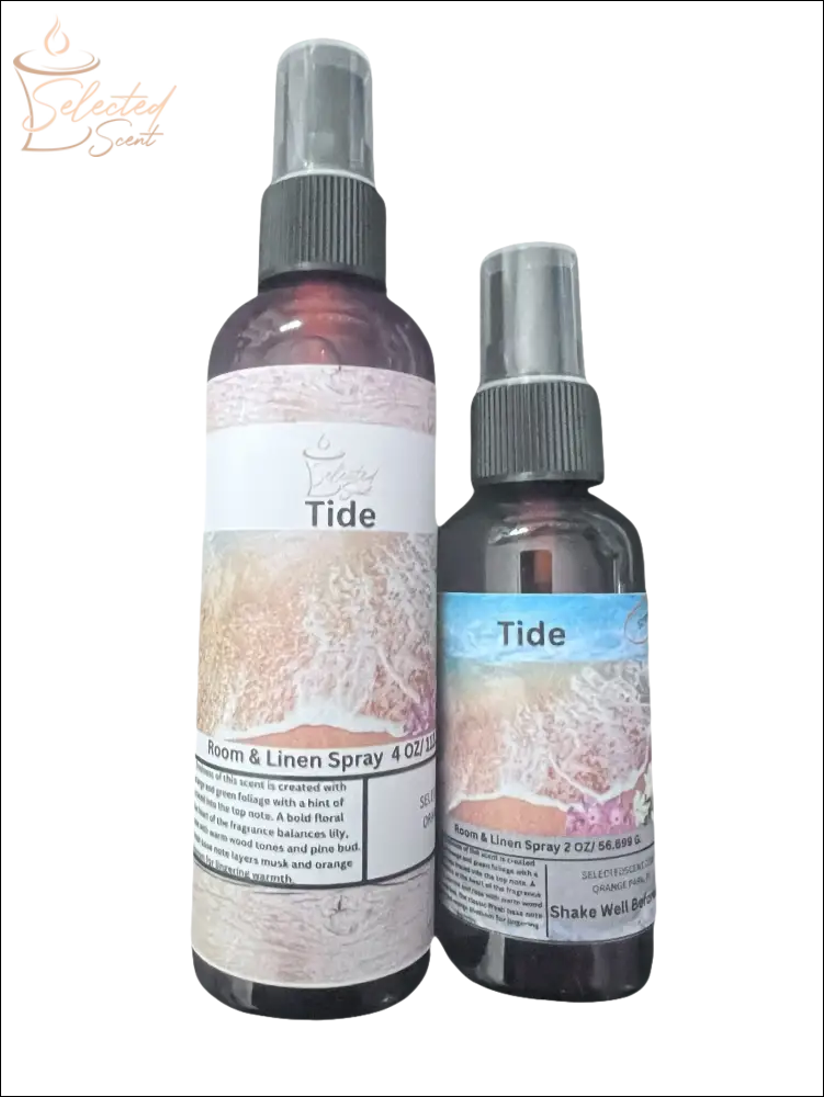 Selected Scent Tide natural fresh room spray for home in two spray bottles with beach wave design