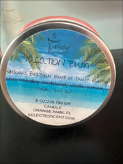 Selected Scent Vacation Bum candle with Chilling On The Beach scent and tropical beach label