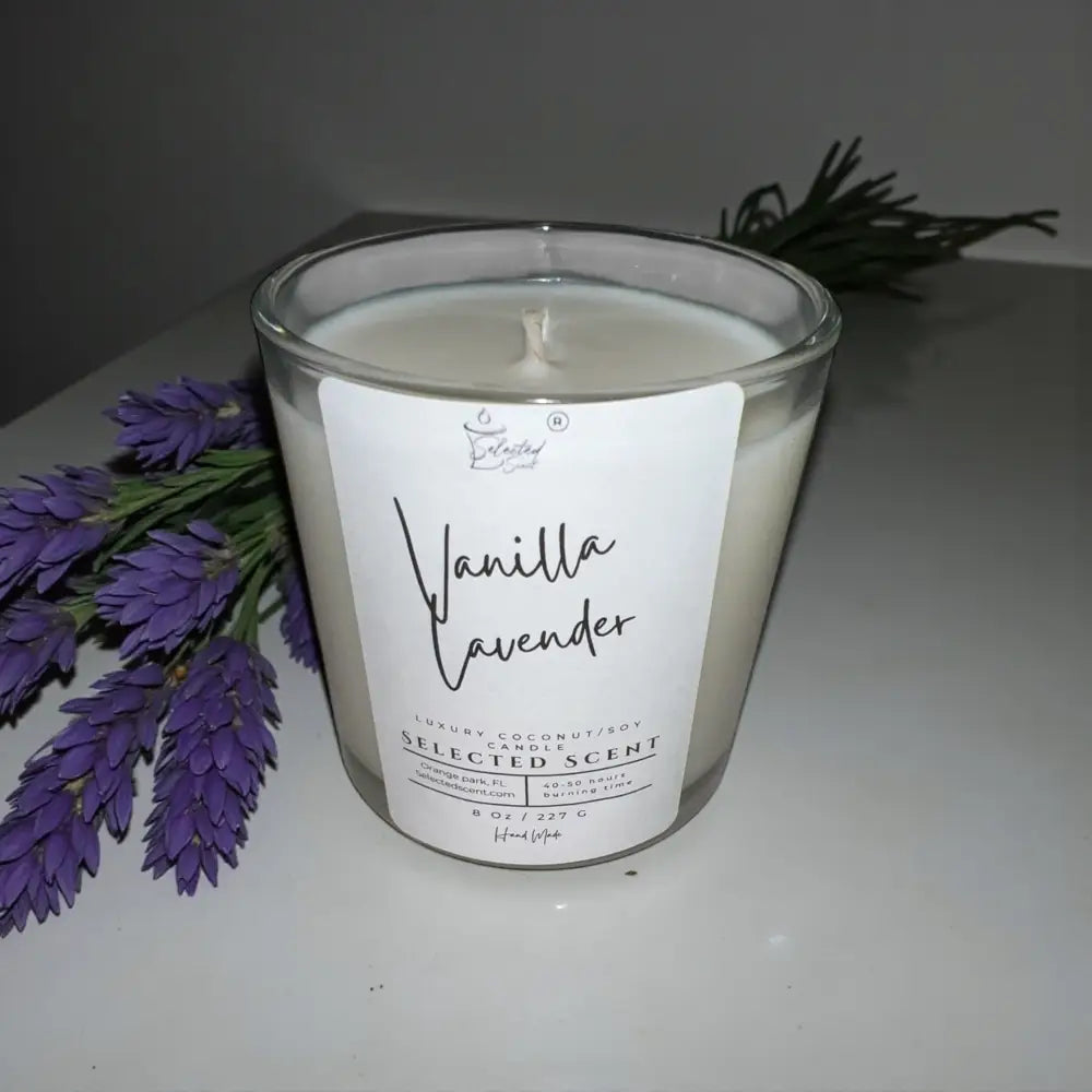 Vanilla lavender 8 ounce luxury candle long lasting scented