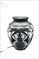 Selected Scent electric decorative warmer with black and white floral tribal design ceramic jar