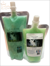 Selected Scent squeezable wax melt in Walk in the Woods fragrance with green gel in refill pouch