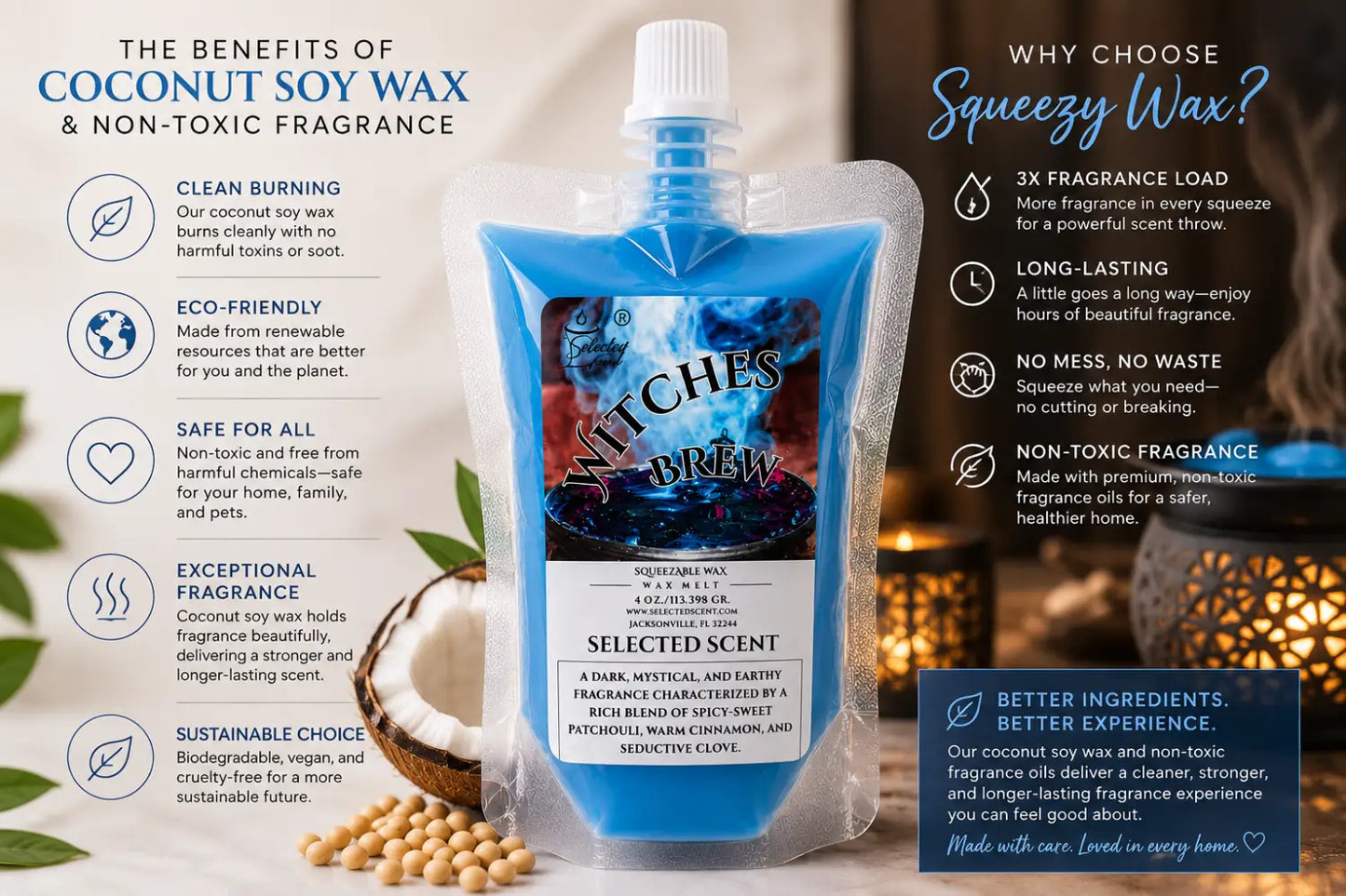 Witches brew squeezable wax melts