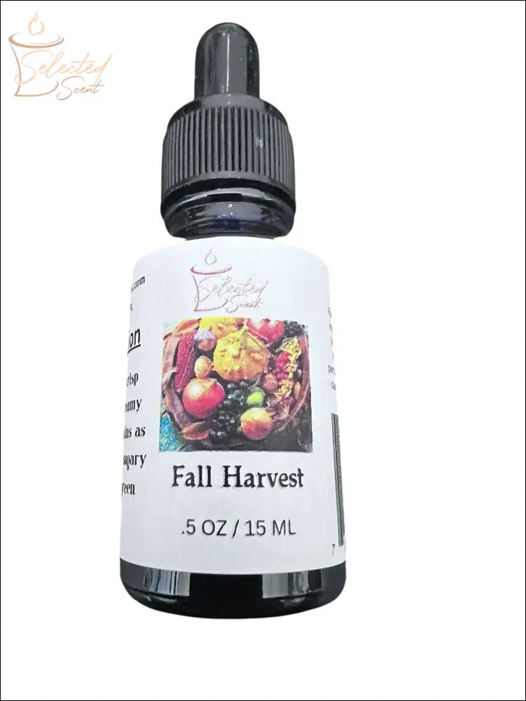 Selected Scent Fall Harvest pure fragrance oils for diffusers in 0.5 oz 15 ml dark dropper bottle