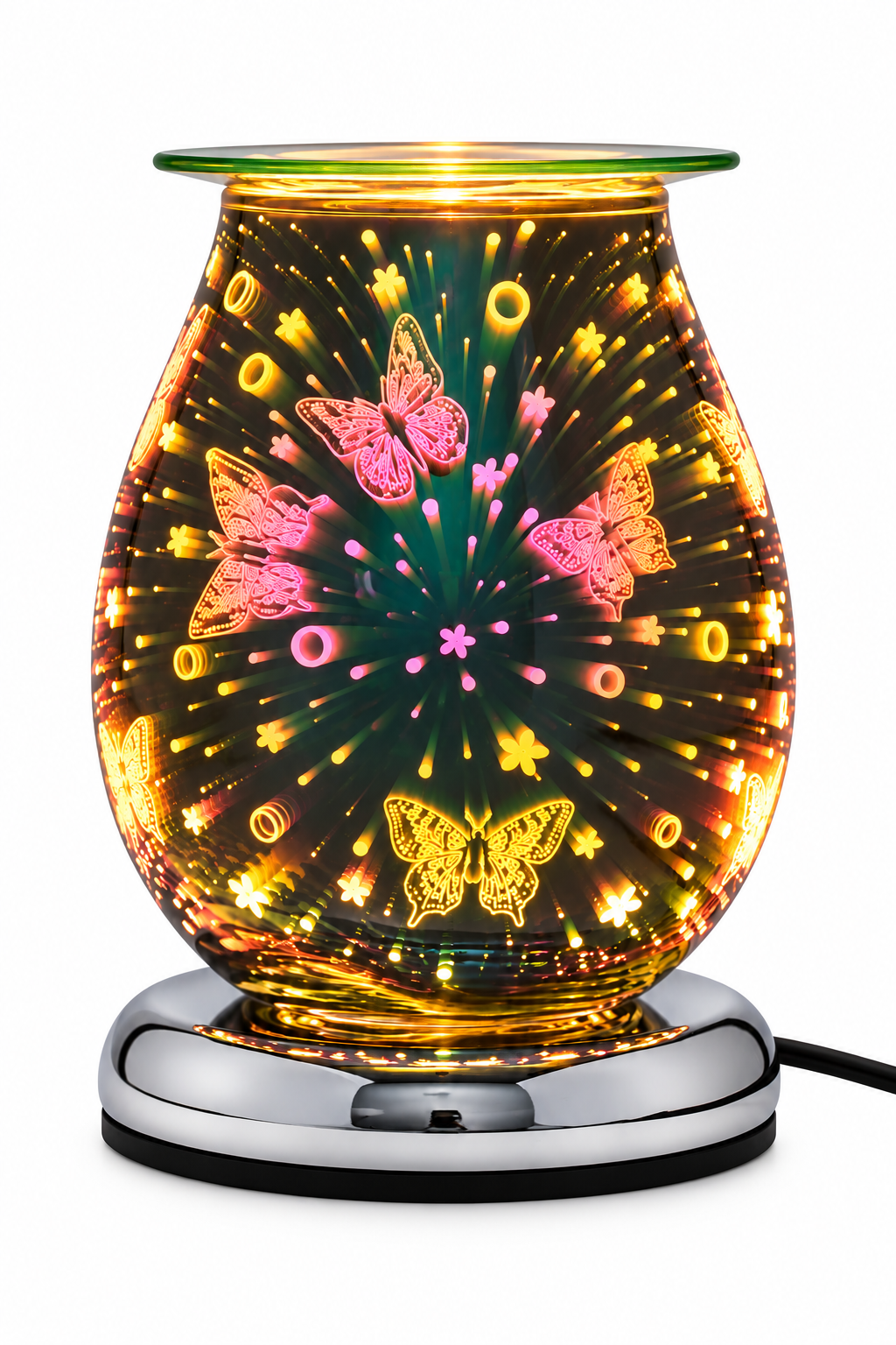 3D Butterflies Adjustable Aroma Warmer PLUS 3 Pack Replacement Bulbs