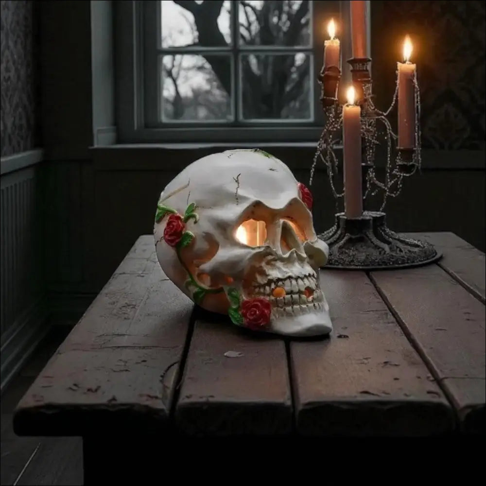 Skull rose wax and oil warmer electric decorative