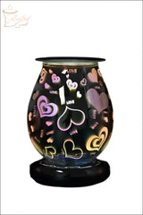 Selected Scent Electric Decorative Warmer with glowing heart patterns and love text design