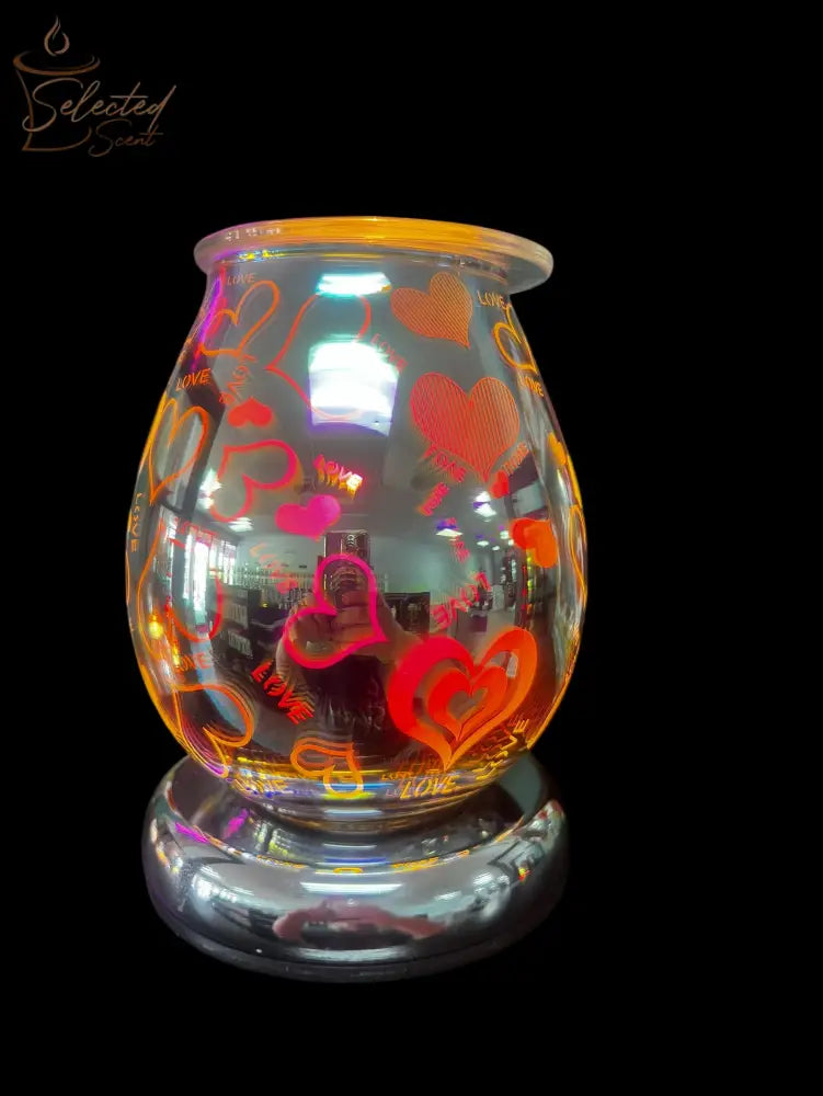 Selected Scent Electric Decorative Warmer with colorful heart designs and reflective glass surface