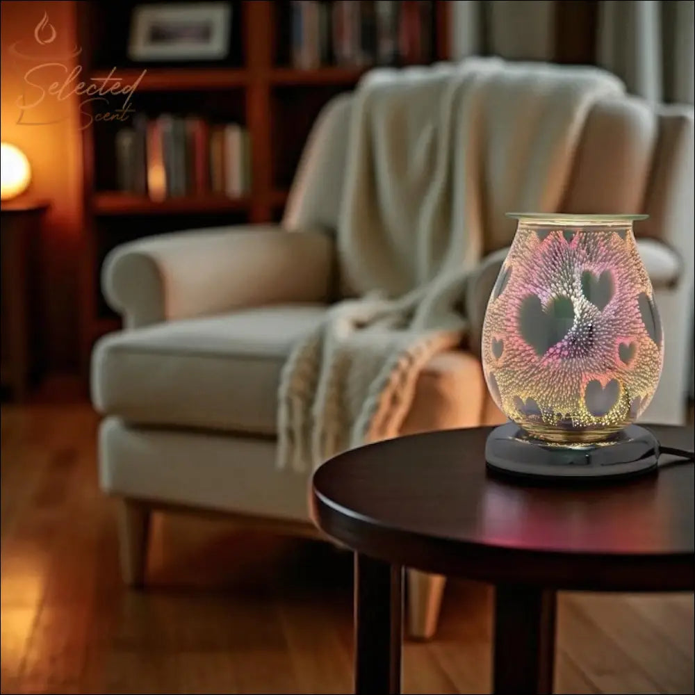 3D Hearts Red Wax And Oil Warmer Electric Decorative Warmer