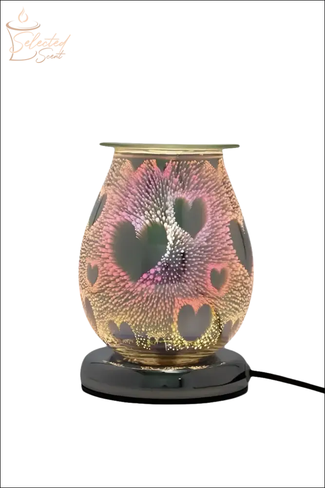 Selected Scent Electric Decorative Warmer with heart designs and colorful glowing glass surface