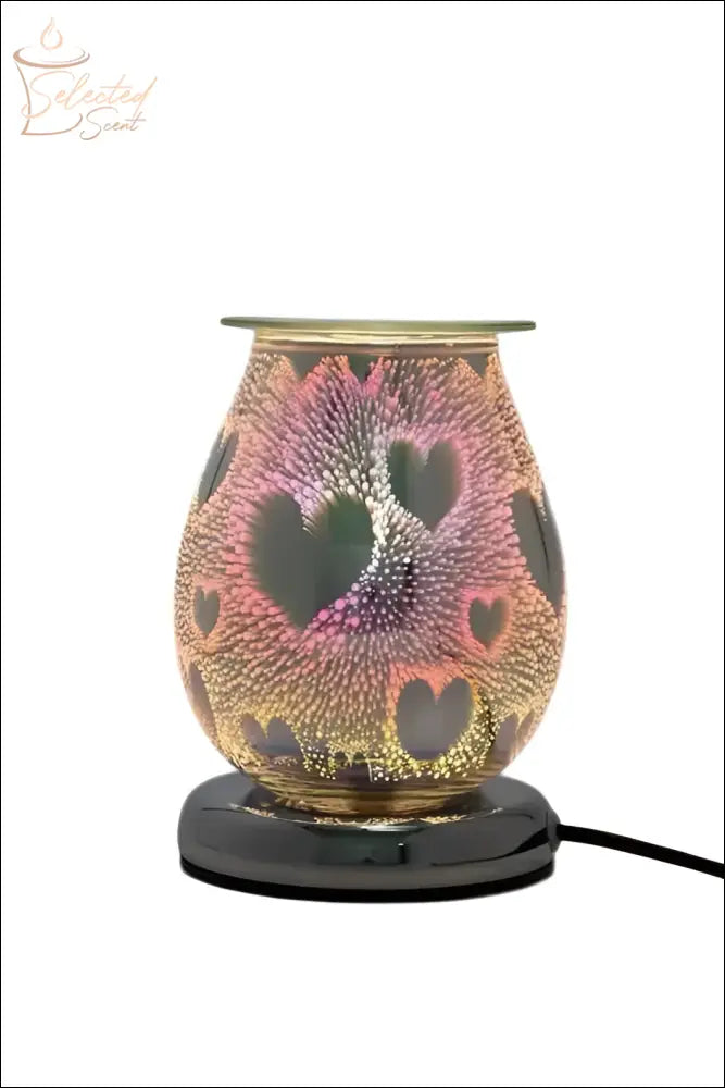 Selected Scent Electric Decorative Warmer with colorful heart patterns and black base for home fragrance