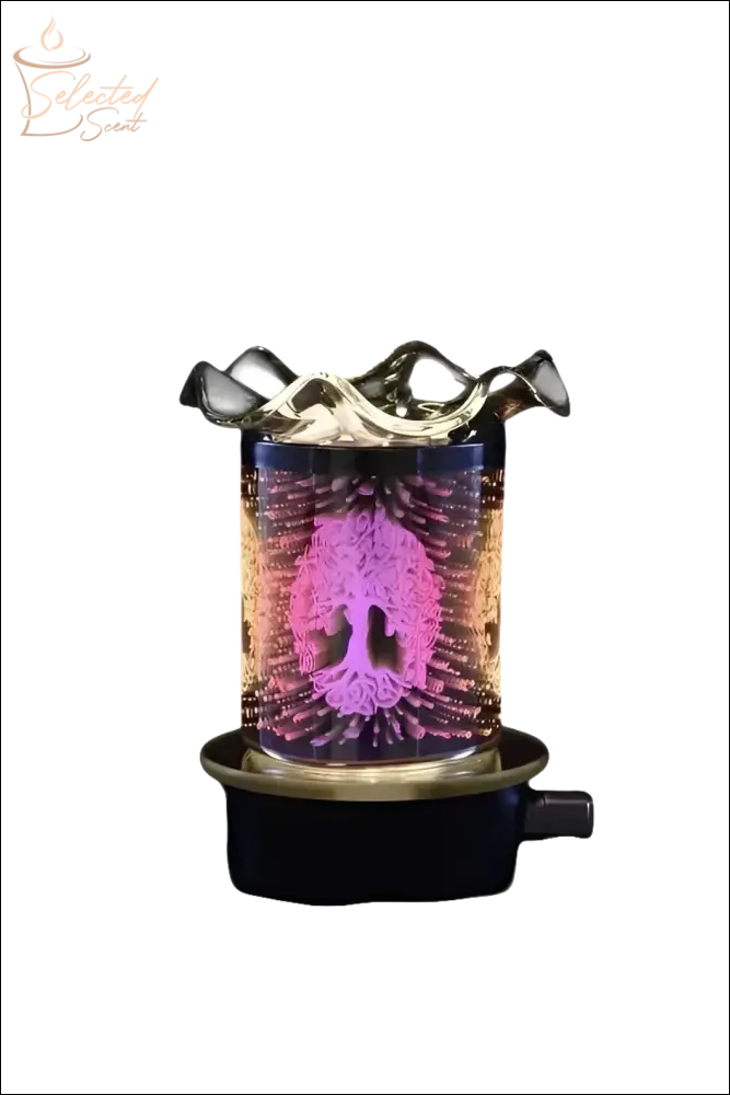 Selected Scent Electric Decorative Warmer with colorful Infinity Tree design and ruffled glass top