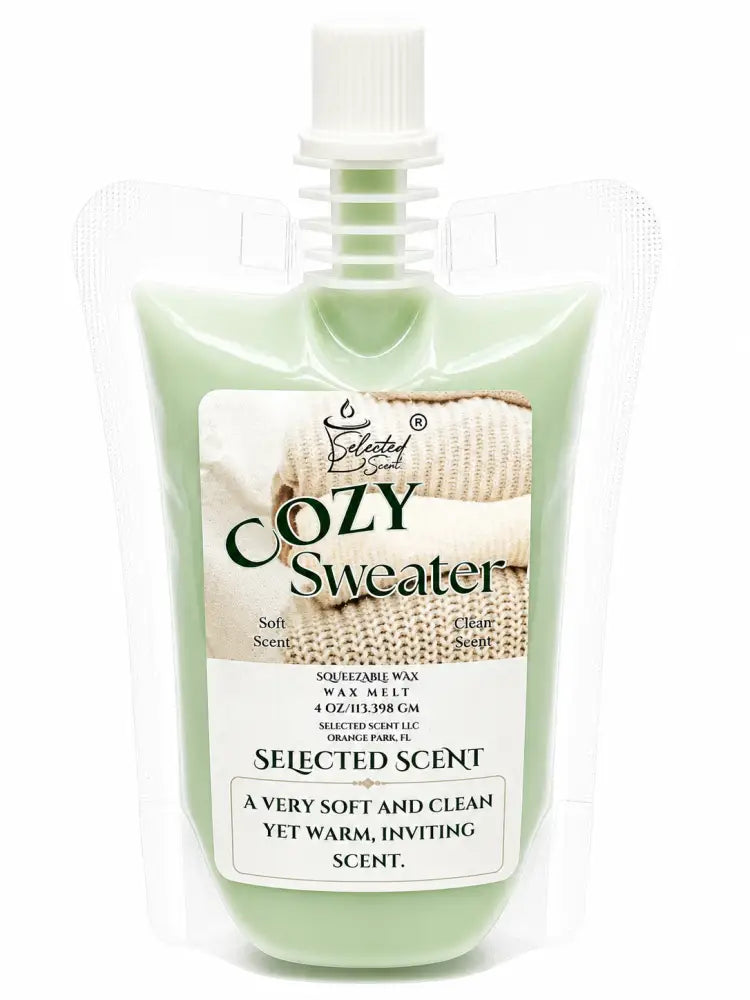 4 ounce squeezable all-natural long-lasting wax melts for home fragrance warmers - cozy sweater