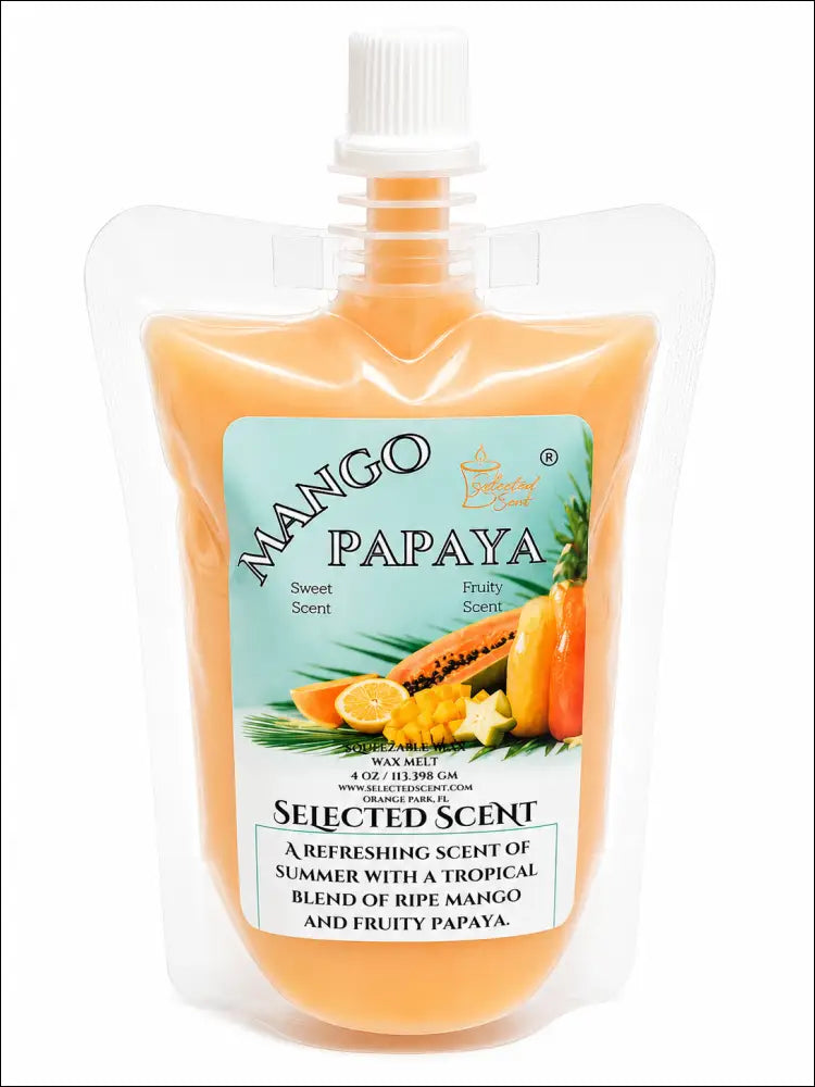 4 ounce squeezable all-natural long-lasting wax melts for home fragrance warmers - mango papaya