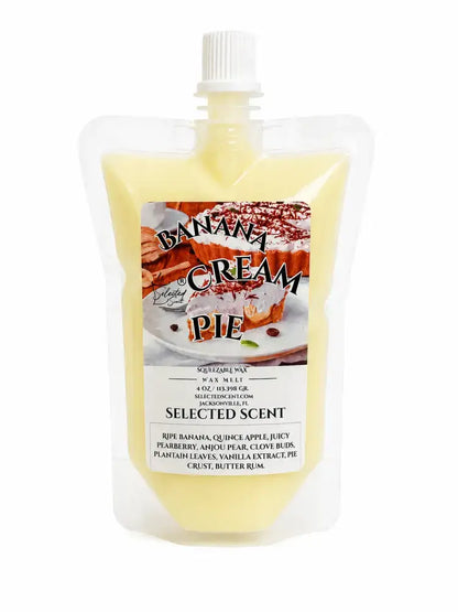 4 ounce squeezable all-natural long-lasting wax melts for home fragrance warmers - banana cream pie