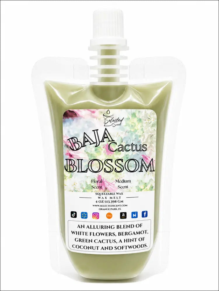 4 ounce squeezable all-natural long-lasting wax melts for home fragrance warmers - baja cactus blossom