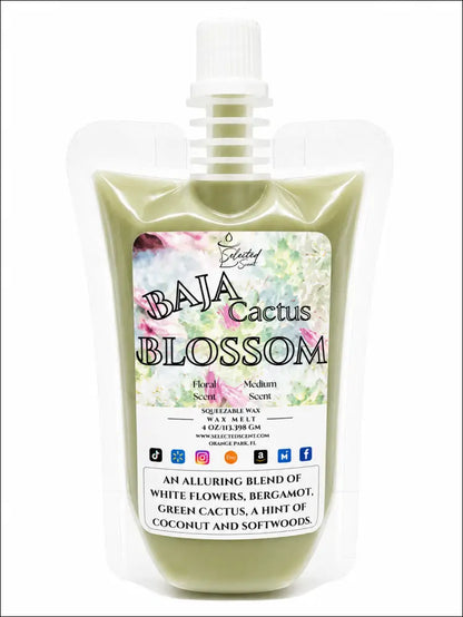 4 ounce squeezable all-natural long-lasting wax melts for home fragrance warmers - baja cactus blossom