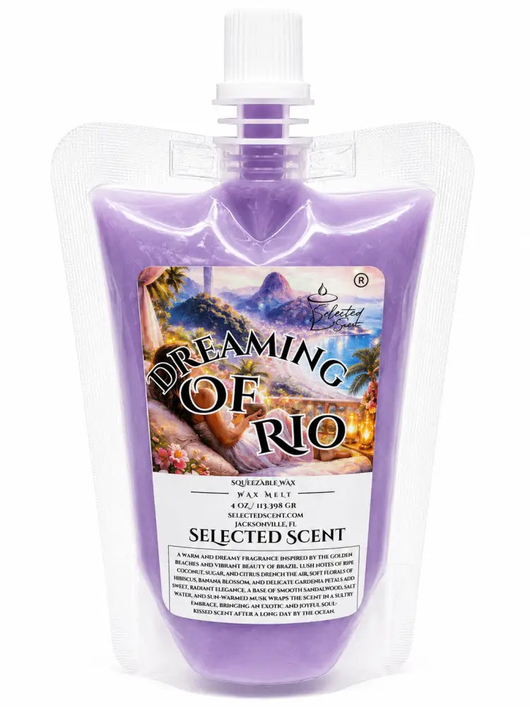 4 ounce squeezable all-natural long-lasting wax melts for home fragrance warmers - dreaming of rio