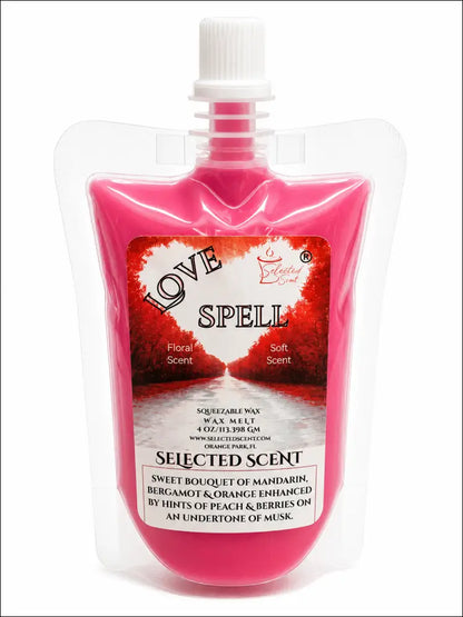 4 ounce squeezable all-natural long-lasting wax melts for home fragrance warmers - love spell