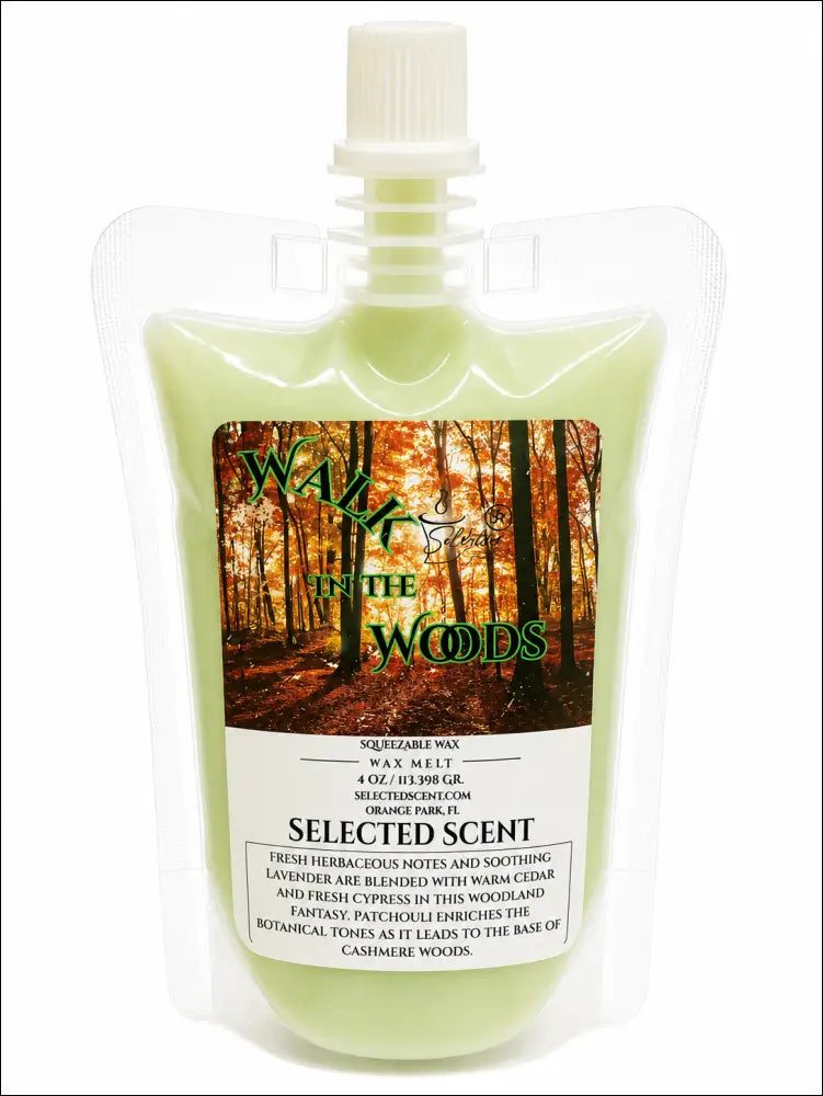 4 ounce squeezable all-natural long-lasting wax melts for home fragrance warmers - walk in the woods