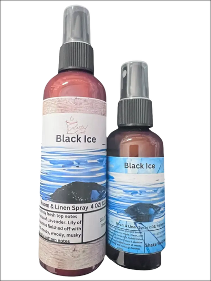 Black ice room & linen spray – woody musky home scent