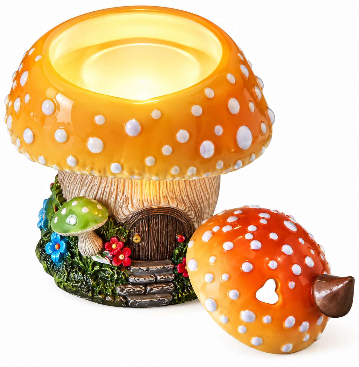 Frog and Mushroom Wax And Oil Warmer with Adjustable Dimmer Wheel
