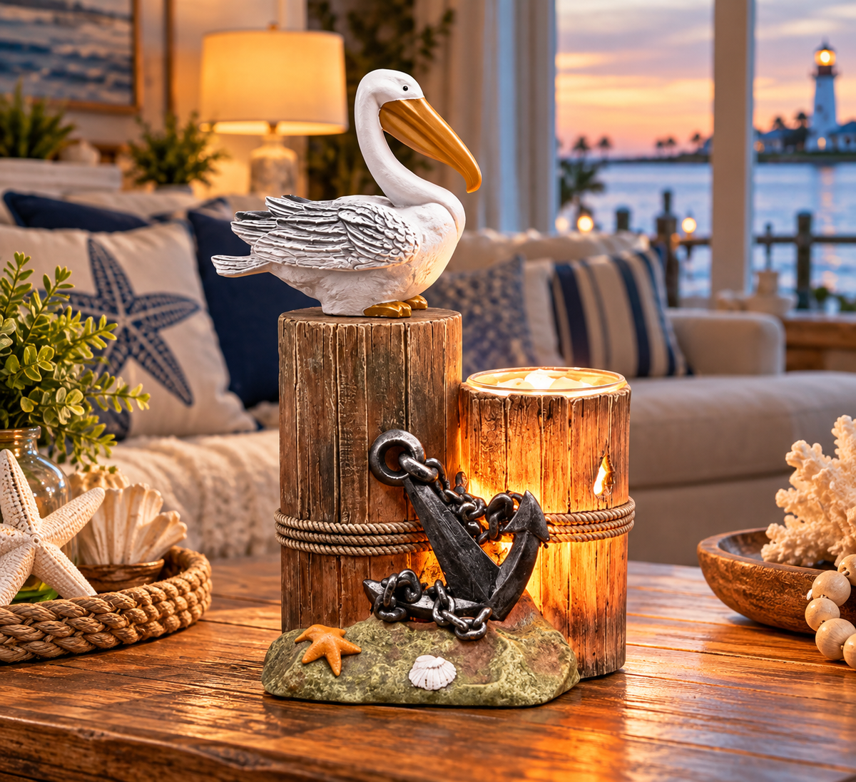 Pelican on a Pier Wax And Oil Warmer Electric Decorative Warmer PLUS 3 Pack Replacement Bulbs