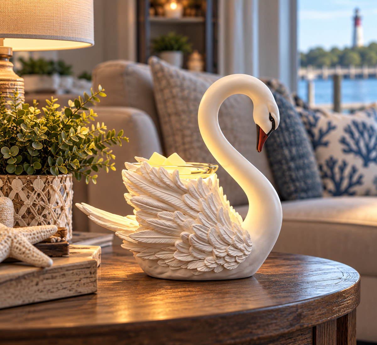 Swan, White Wax And Oil Warmer Electric Decorative Warmer PLUS 3 Pack Replacement Bulbs