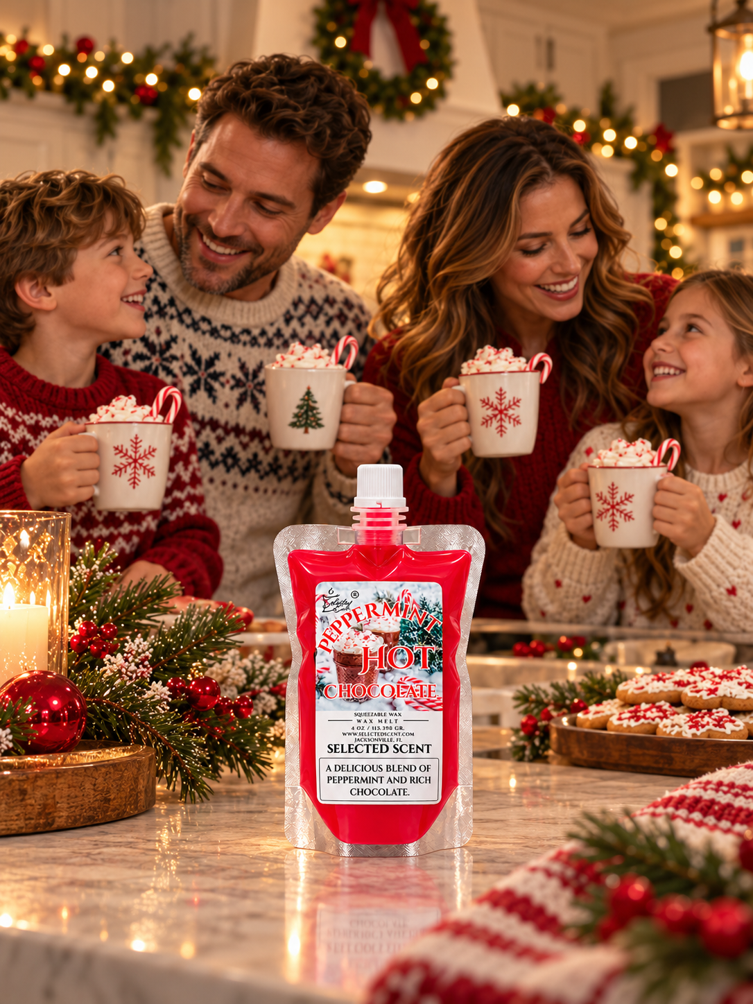 Peppermint Hot Chocolate Squeezable Wax Melt | Holiday Wax Melts
