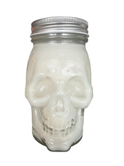 Fall Leaves 16 Oz Skull Shaped Glass Mug Candle