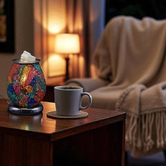 Multi Color Crackle Glass, Dark Wax And Oil Warmer Electric Decorative Warmer
