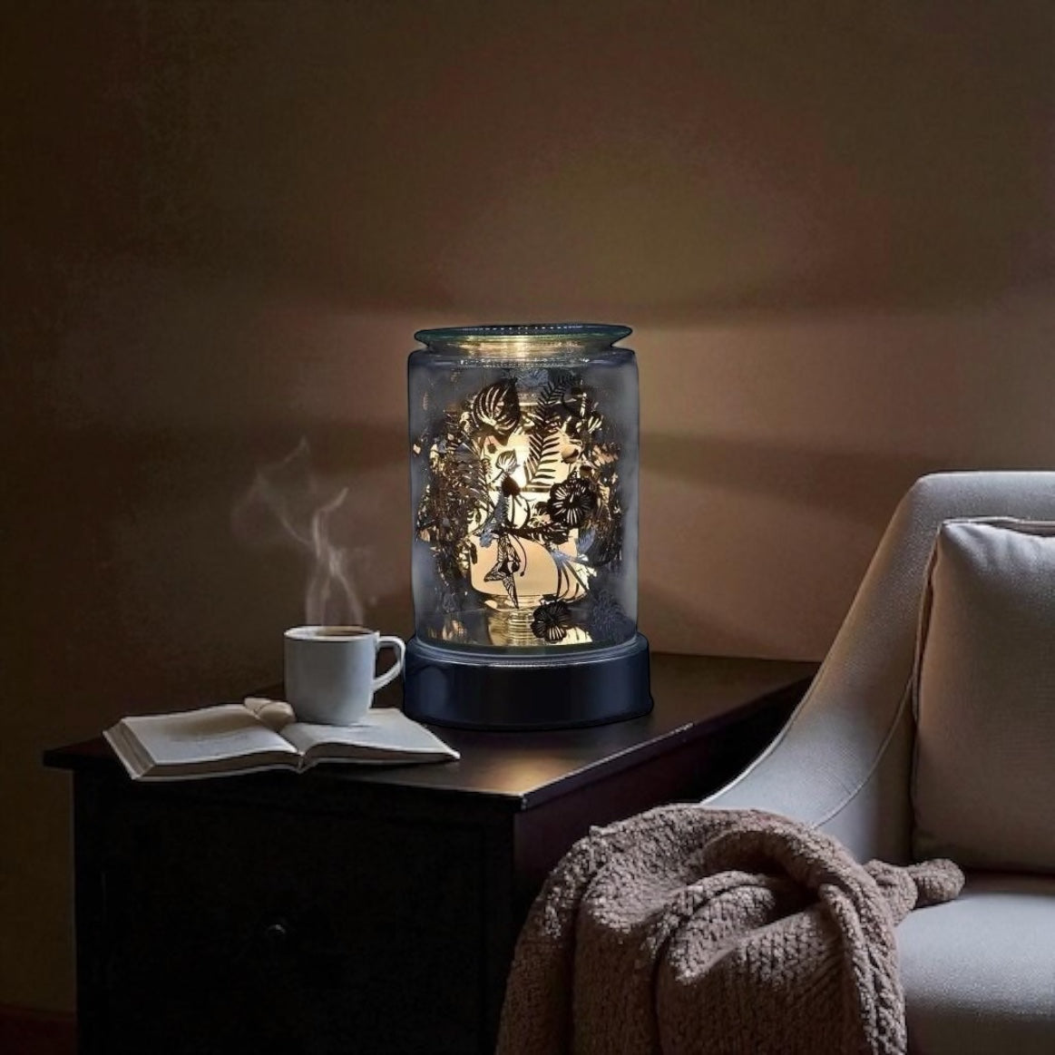 Silver Birds and Flowers Wax And Oil Warmer Electric Decorative Warmer