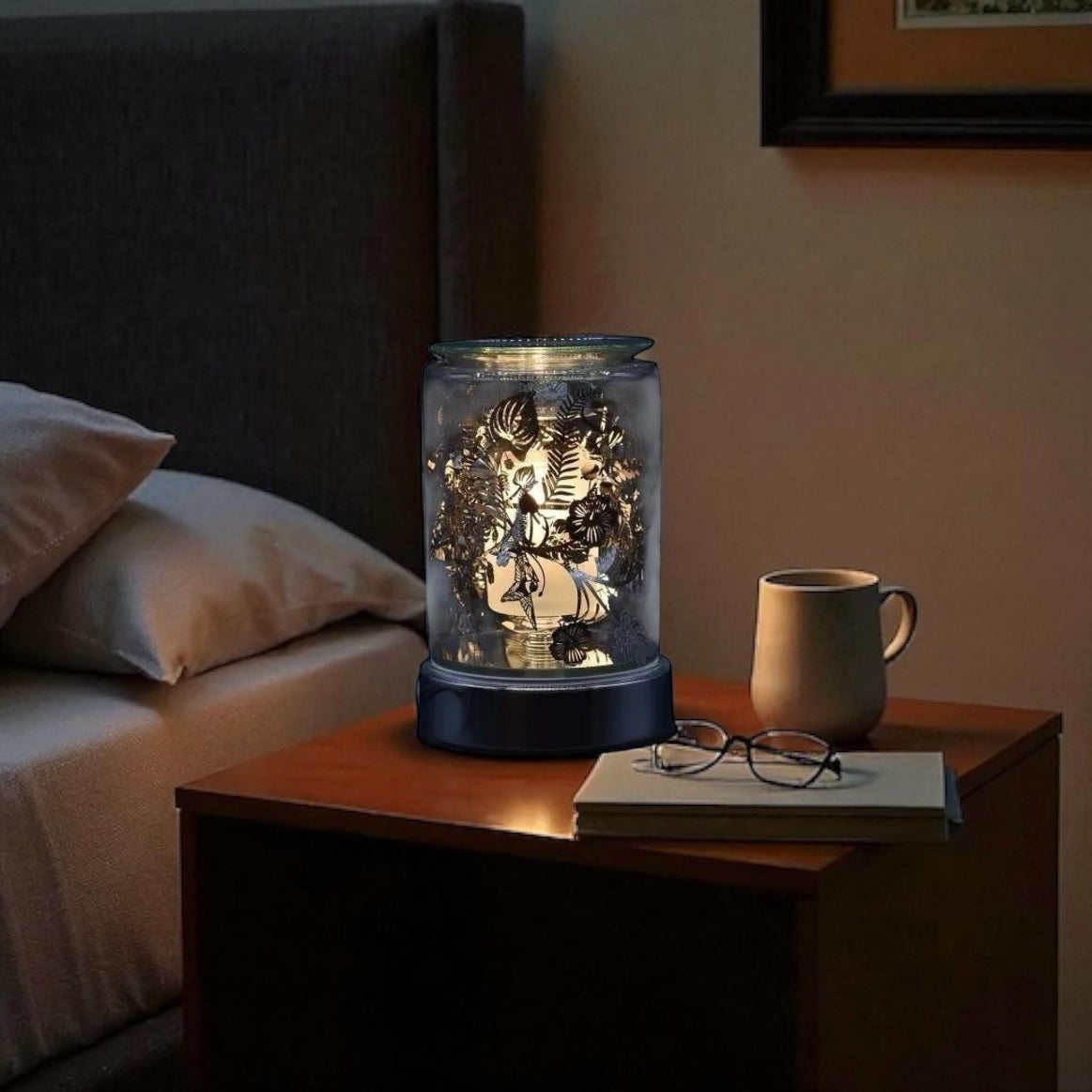 Silver Birds and Flowers Wax And Oil Warmer Electric Decorative Warmer