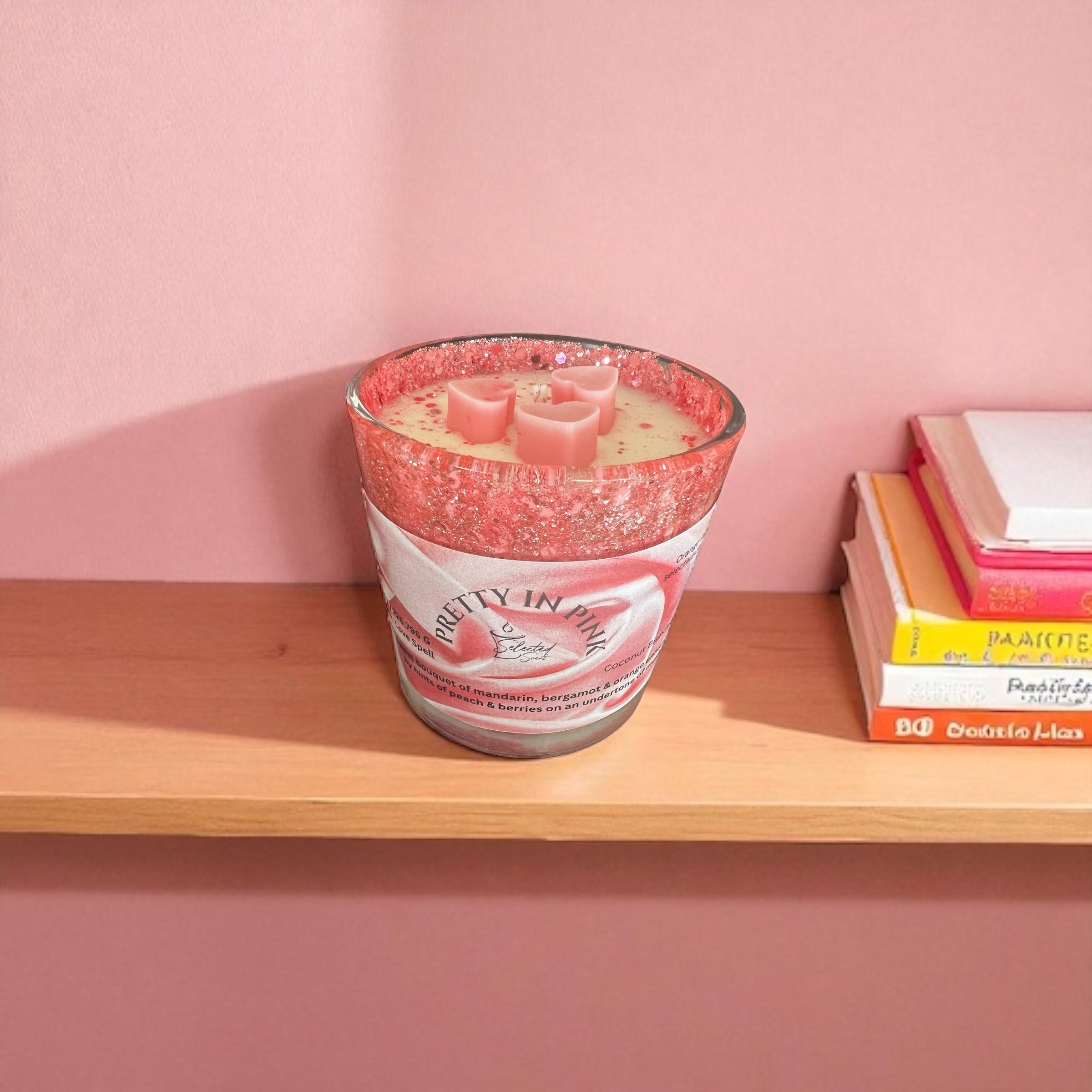 Pretty in Pink 8 Oz Specialty Candle Mandarin Bergamot Peach