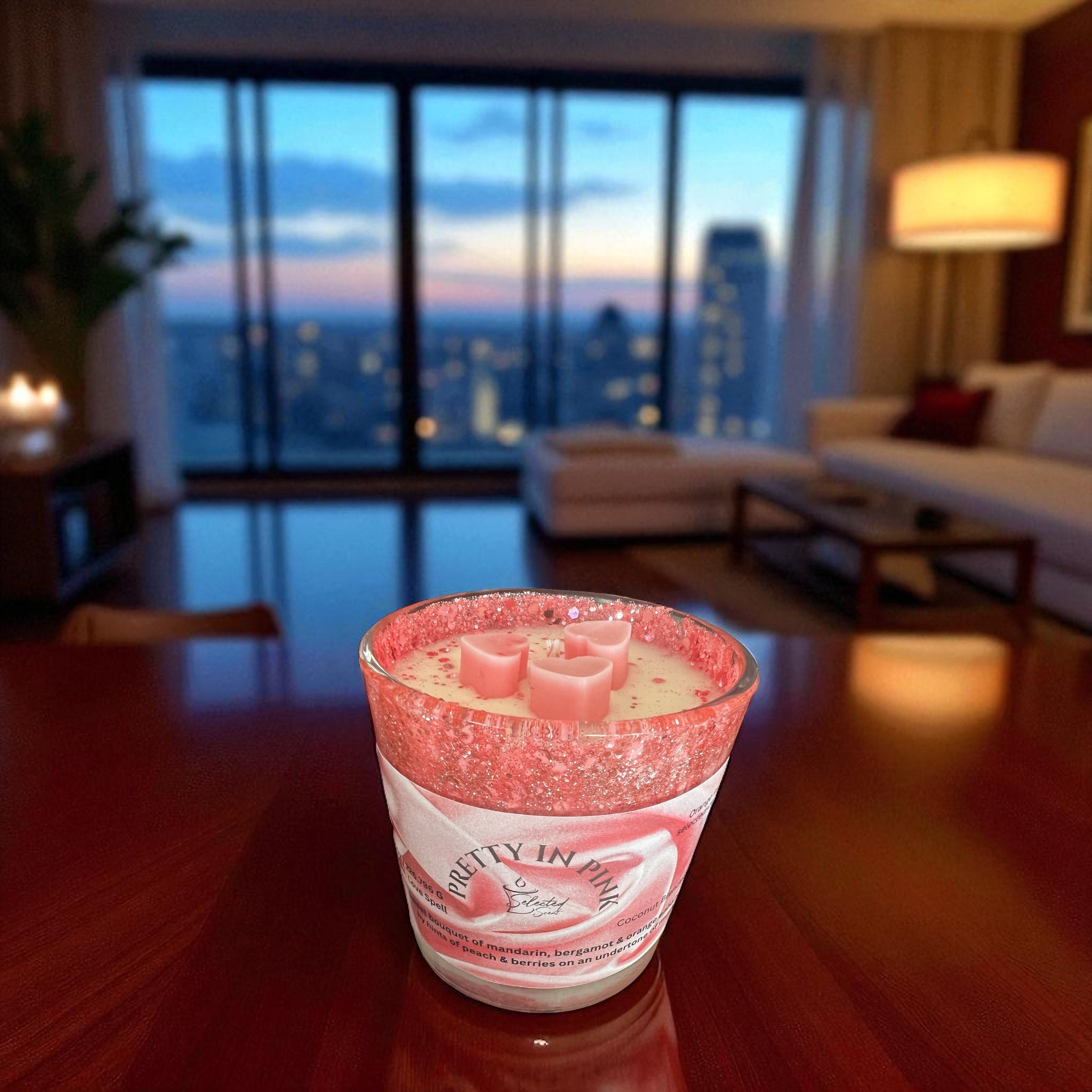 Pretty in Pink 8 Oz Specialty Candle Mandarin Bergamot Peach