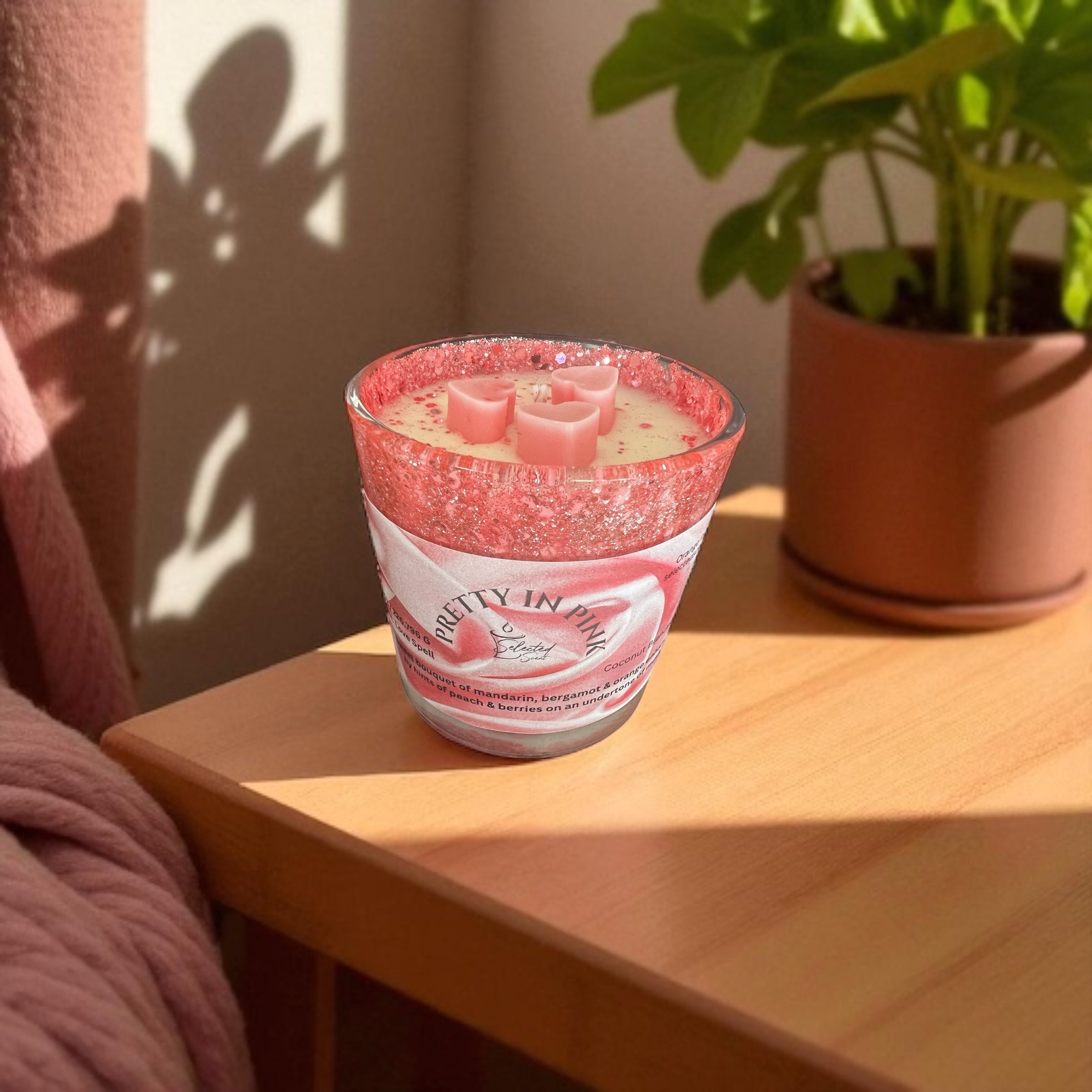 Pretty in Pink 8 Oz Specialty Candle Mandarin Bergamot Peach