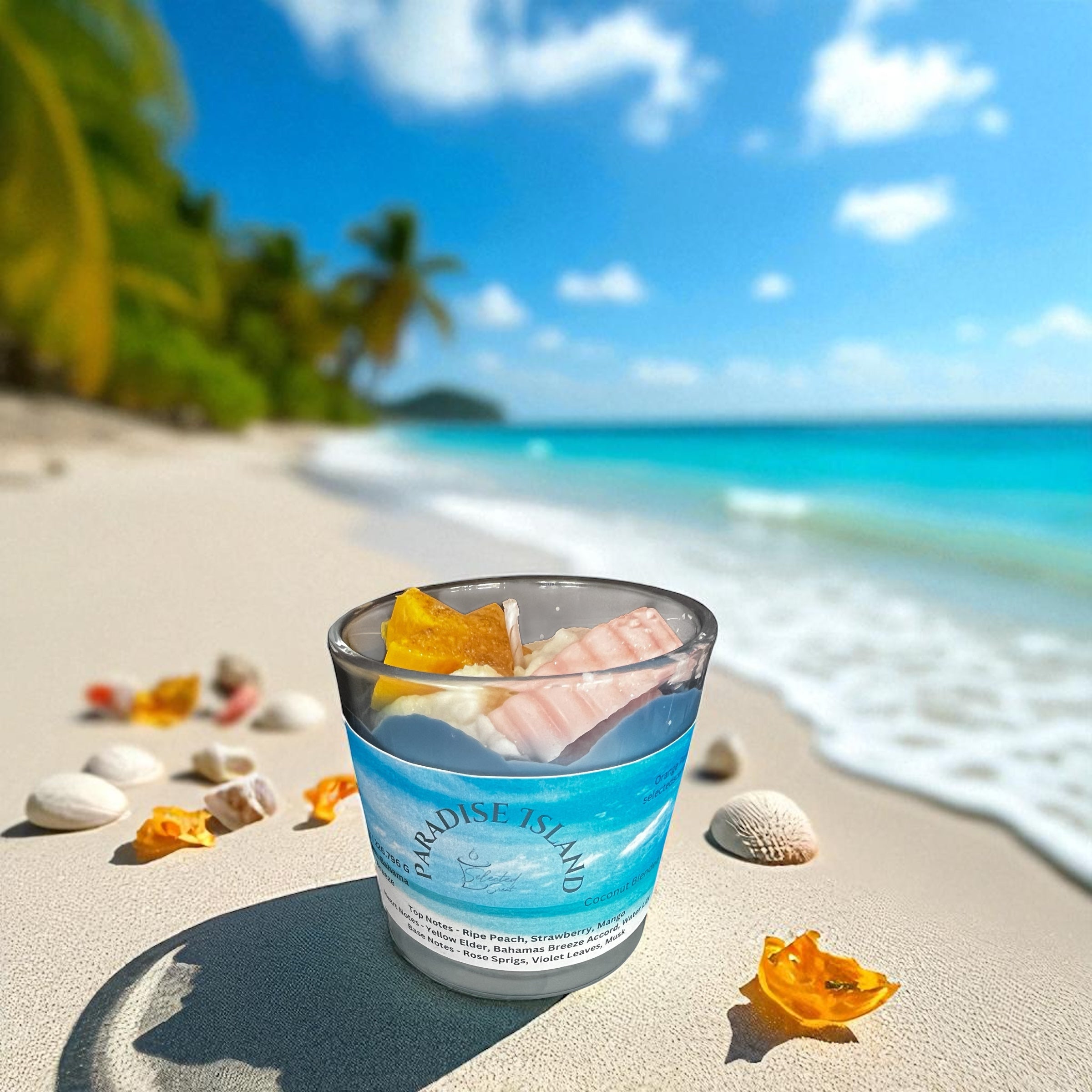 Paradise Island 8 OZ Specialty Candle Sculpted And Designer