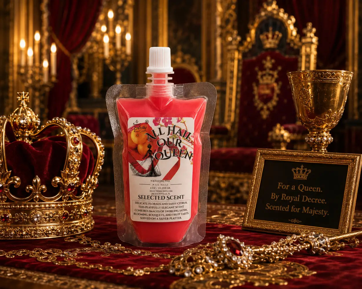 All hail our queen squeezable wax melts – luxurious feminine home fragrance by selected scent