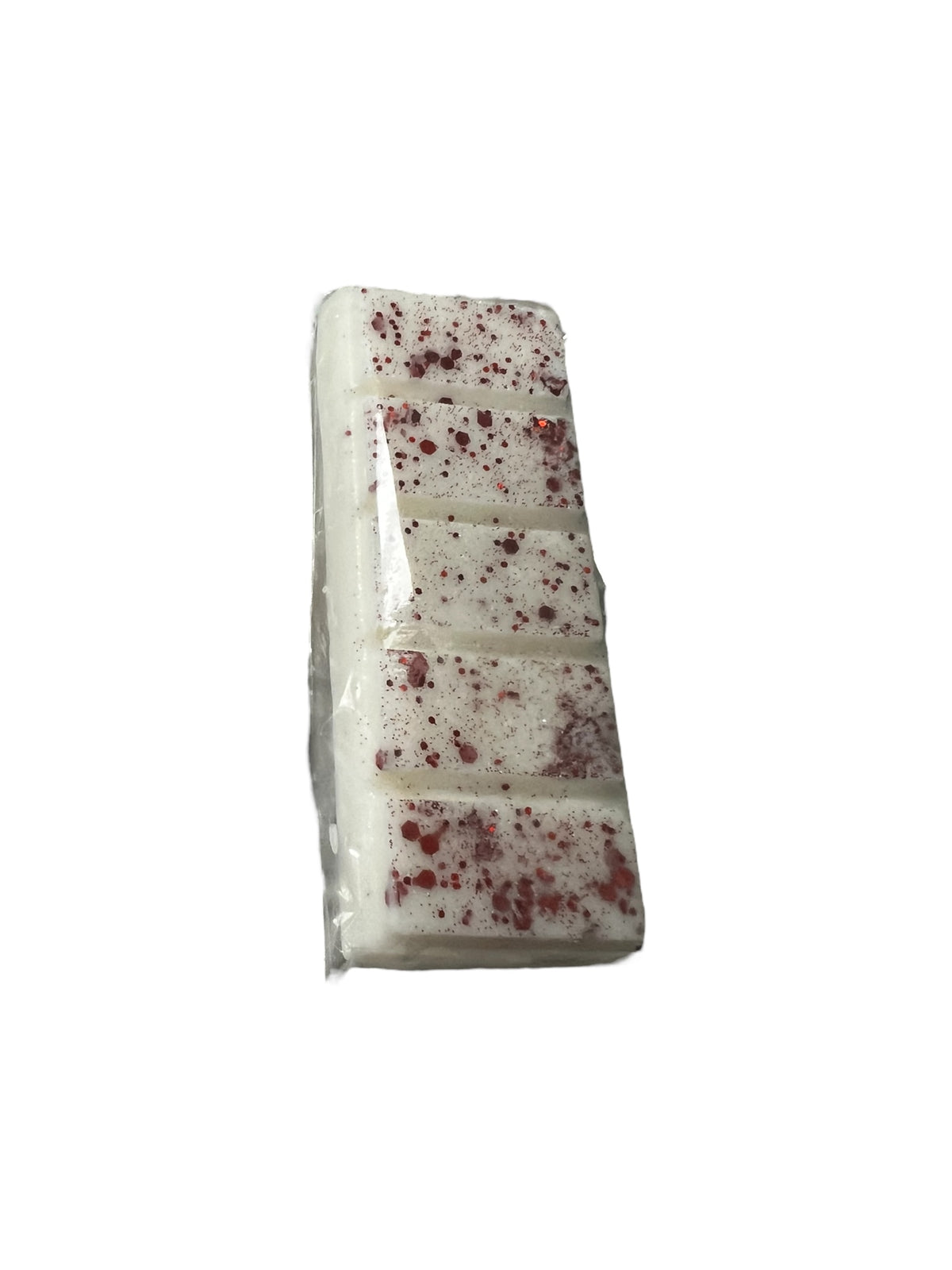 Selected Scent all natural wax melts bar with white base and red speckles for home fragrance