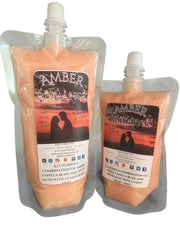 Selected Scent Amber Romance all natural squeezable wax melt in reusable pouch with vanilla bean and musk scent