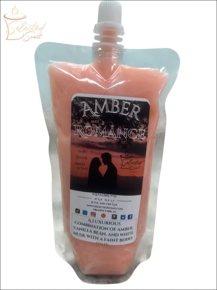 Selected Scent amber romance all natural squeezable wax melt with vanilla and musk fragrance