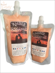 Selected Scent Amber Romance all natural squeezable wax melt in reusable pouch with vanilla bean and musk scent