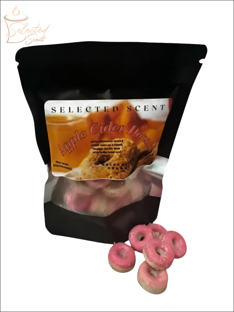 Selected Scent Apple Cider Dough long lasting fall fragrance melts in resealable black pouch