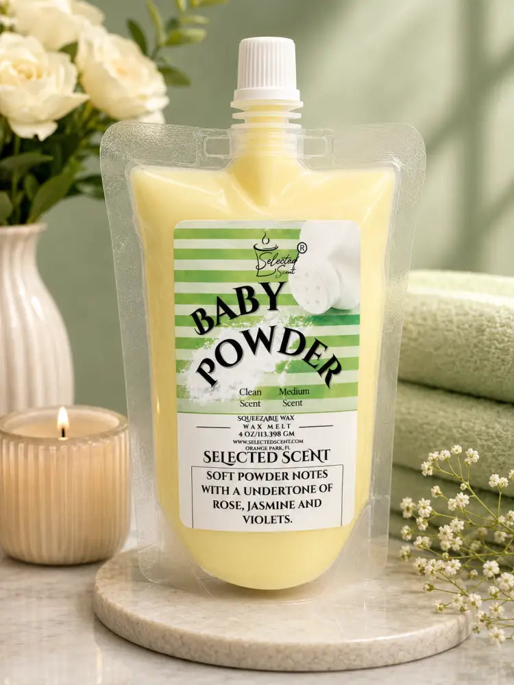Baby powder squeezable wax melt by selected scent
