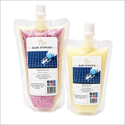 Baby powder squeezable wax melt by selected scent